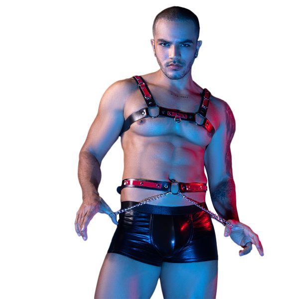 Leather Harness with Chain - Bold and Sexy Fetish Wear