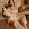 Luxury Solid Color Full-Length Pantsuit Robe Two-Piece Set - Image 6