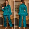 Luxury Solid Color Full-Length Pantsuit Robe Two-Piece Set - Image 10